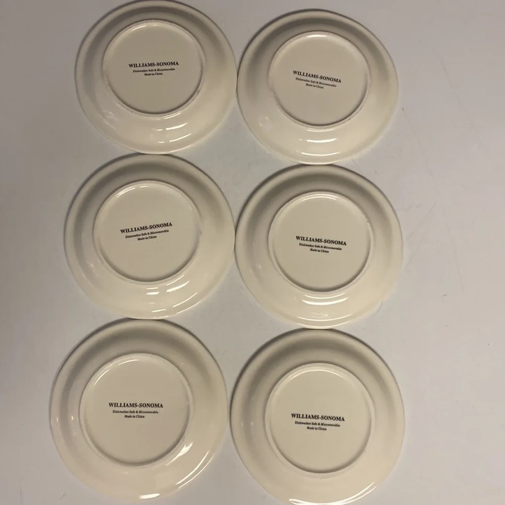 Williams Sonoma Corkscrew Porcelain 6”D Plates Set of Six